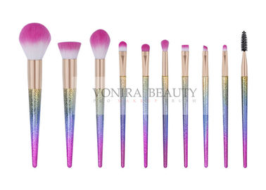 Customized 10pcs Professional Makeup Brush Set With Gradient Color Handle