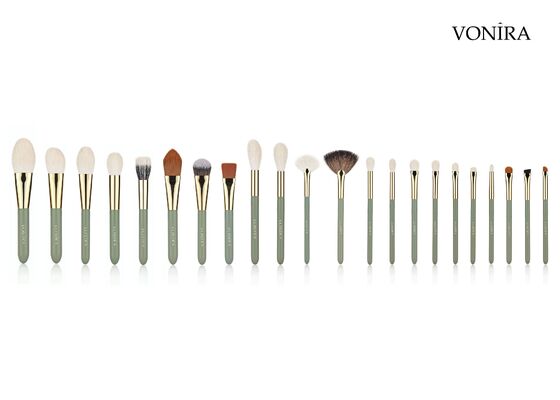 Vonira Custom Wholesale Natural White Goat Hair Makeup Long Blending Powder Brush พร้อมบริการบริการสตางค์ส่วนตัว