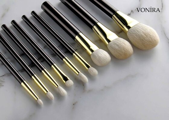 แปรงเขียนคิ้วขนแพะธรรมชาติสีขาวด้ามสีน้ำตาลเข้ม Vonira Custom Wholesales