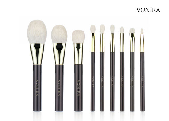 แปรงแต่งตา Vonira Custom Wholesales ขนแพะสีขาวธรรมชาติ ด้ามสีน้ำตาลเข้ม สำหรับเก็บรายละเอียดเล็กๆ น้อยๆ และเบลนด์ตา