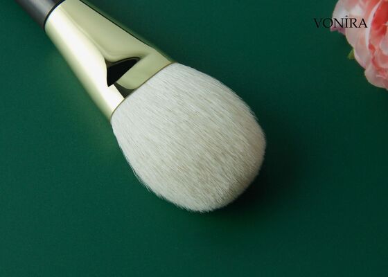 แปรงแต่งตา Vonira Custom Wholesales ขนแพะสีขาวธรรมชาติ ด้ามสีน้ำตาลเข้ม สำหรับเบลนด์อายแชโดว์ขนาดใหญ่
