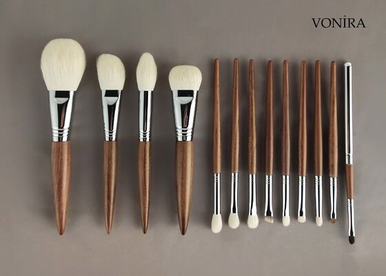 แปรงเขียนคิ้วขนสัตว์ธรรมชาติ ด้ามไม้ดำอีโบนี Vonira Custom Wholesale