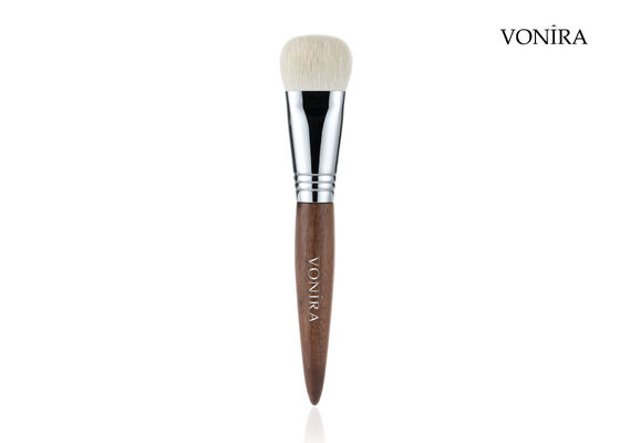 Vonira Custom Wholesale Natural White Goat Hair Brown Ebony Handle Face Makeup Foundation Brush การทําแต่งหน้าโดยวิธีการที่เหมาะสม
