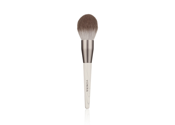 Vonira New Arrival Biodegradable Corn fiber Makeup Powder Brush With Grey Aluminum Ferrule Eco Freindly Wooden Handle สีอัลลูมิเนียมสีเทา สีอัลลูมิเนียมสีเทา