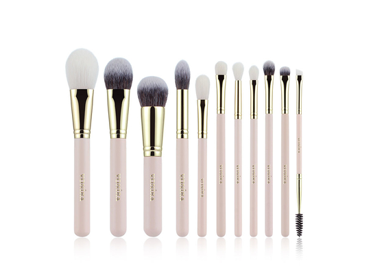 Vonira Brand New Basic 11 Pieces Makeup Brushes Collection Set de Brochas de Maquillaje Professional สีชมพูทองคําแบบเปลือย
