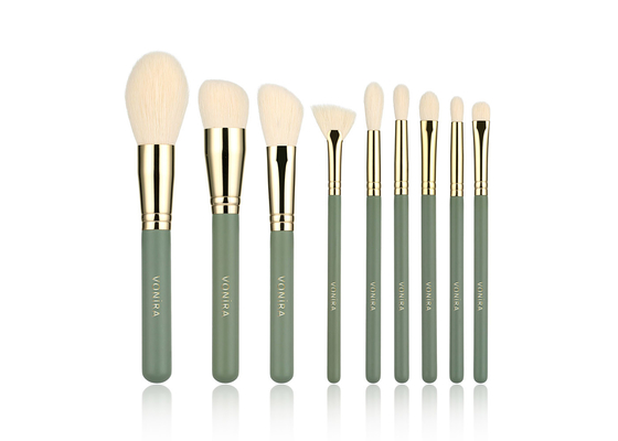 Vonira Beauty 9PCS ชุดแปรงแต่งหน้าใยสังเคราะห์สีเขียว Brochas Maquillaje แปรงแต่งหน้า